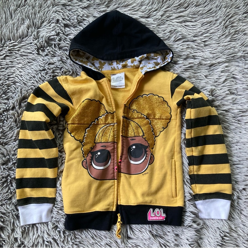 Lol Surprise Large Hoodie Bee 6X Yellow Black Glitter Zip Bee